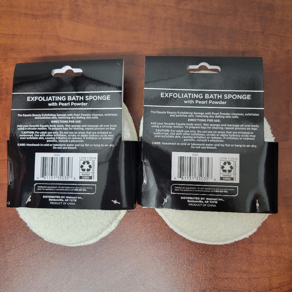 Equate Exfloating Bath Sponge With Pearl Powder Set Of 2 - Picture 4 of 4